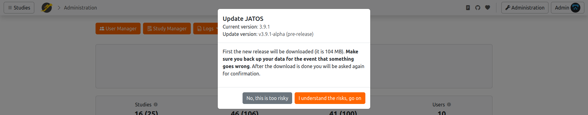 Update notification Schreenshot