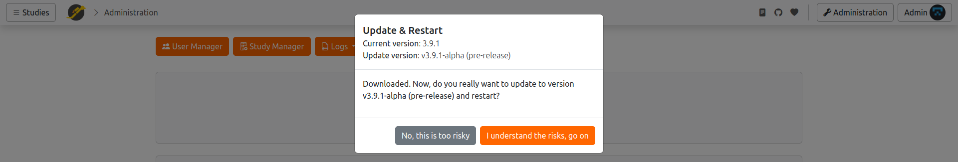 Update notification Schreenshot