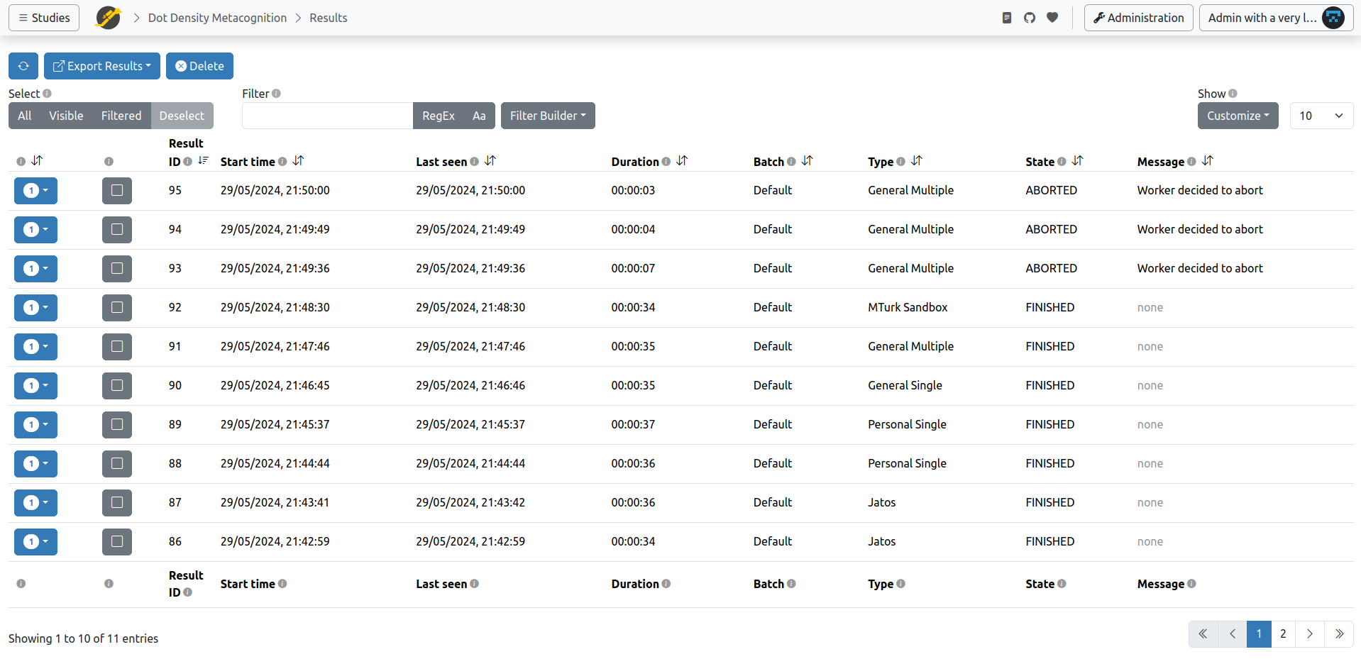 Results View screenshot