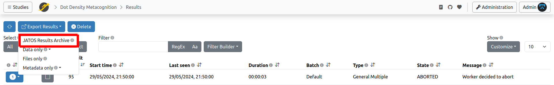 Results View screenshot