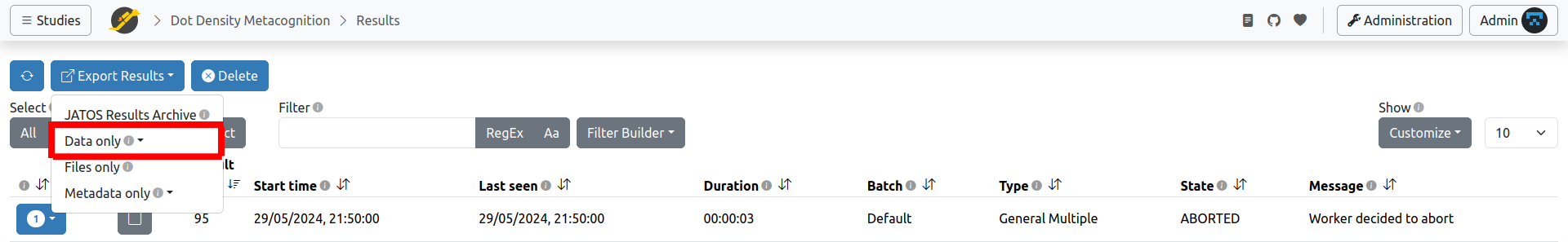 Results View screenshot