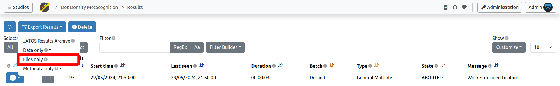 Results View screenshot