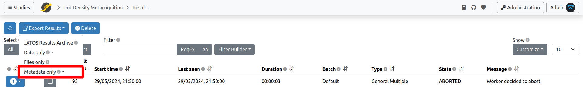 Results View screenshot