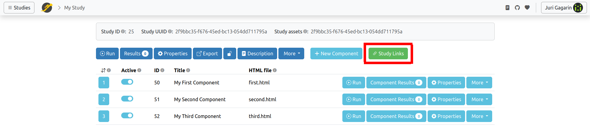 Study Links Button screenshot