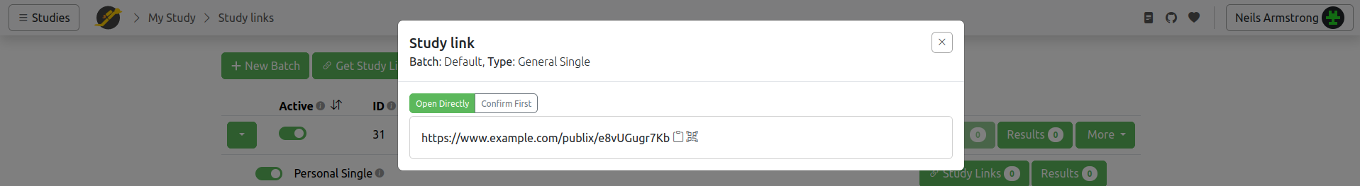 Study Links page screenshot