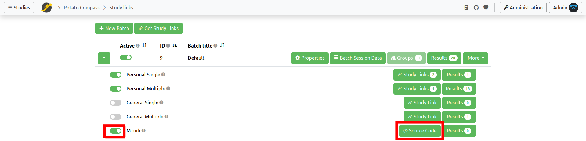 JATOS GUI screenshot