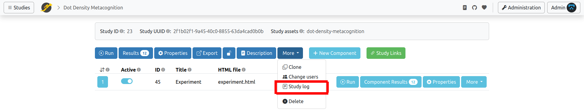 Study Log button